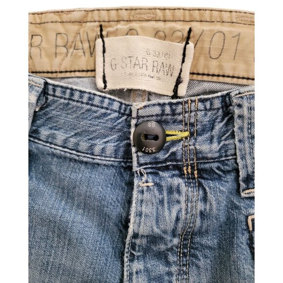 Vintage G-Star Raw 3301 Blue Denim Straight Leg Distressed Jeans Sz 28x32 - Picture 4 of 11